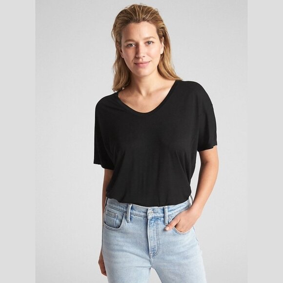 Gap Short Dolman Sleeve T-shirt in Pure Rayon Clean Coal Grey XL - Picture 4 of 7